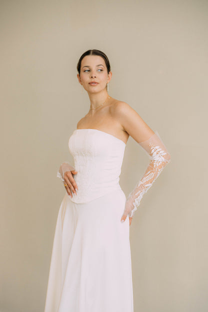 silk wedding dress with long sleeves mermaid brautkleid Hamburg