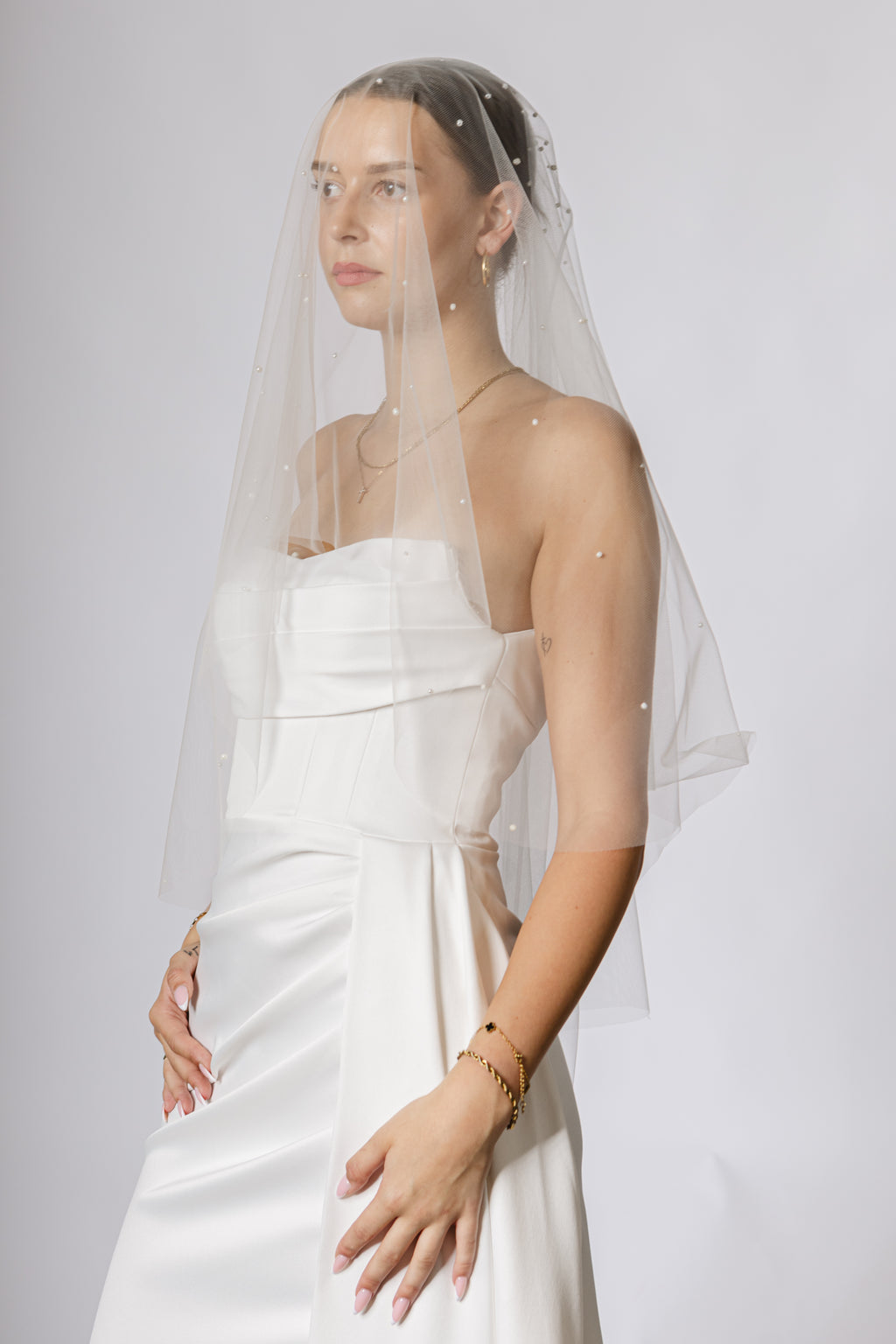 Voile de mariée orné de perles