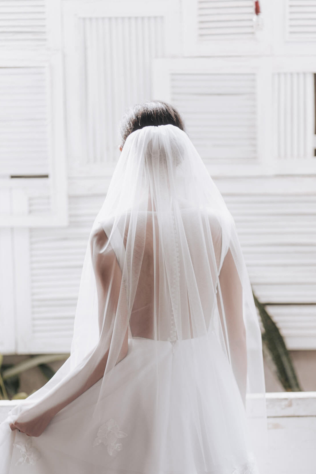 1-lagige Schleier schlicht kurz 