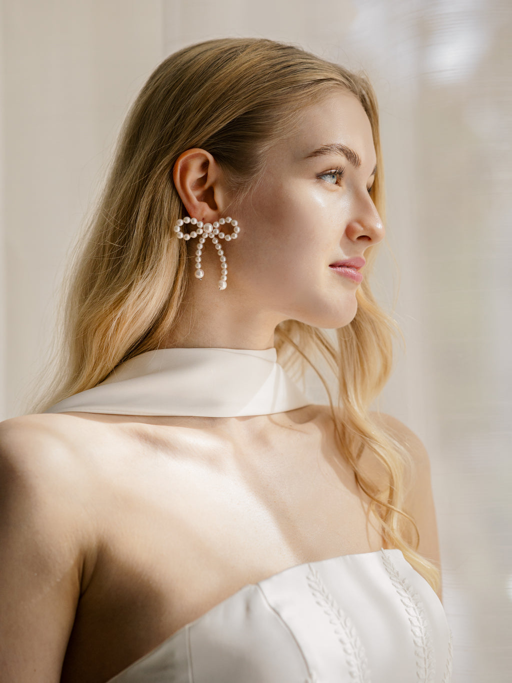 Mars - Braut Ohrringe mit Perlen Schleifen