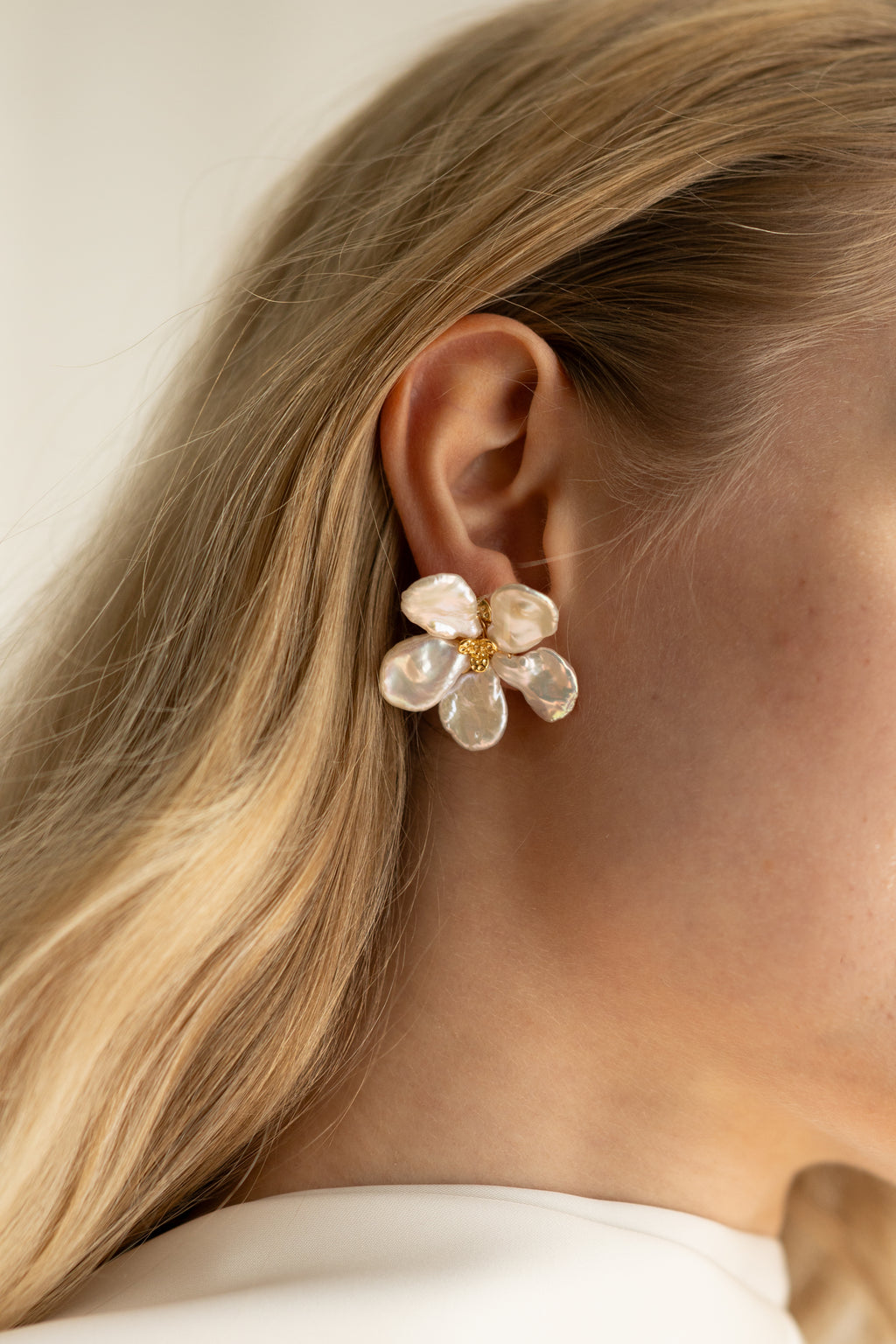 Moon - Braut Ohrringe mit Perlen Blumen