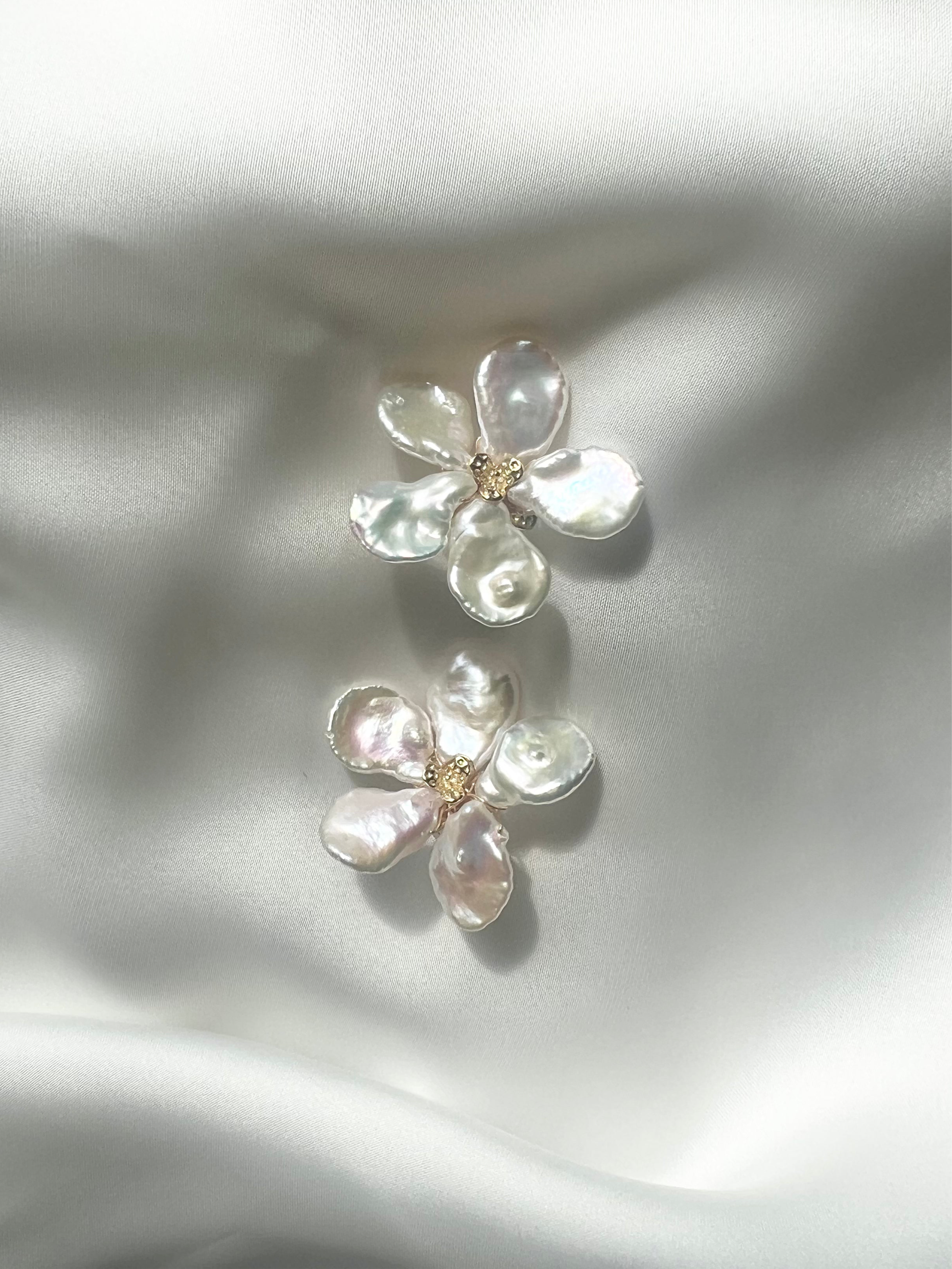 Bridal flower pearl earrings braut perlen Ohrringe 
