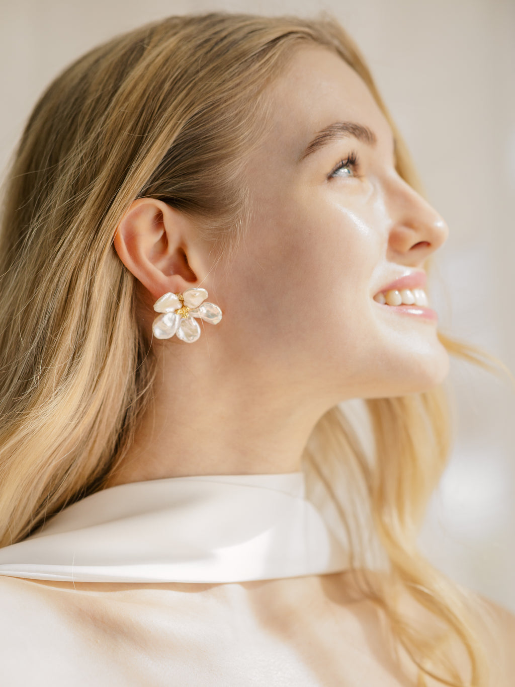Moon - Braut Ohrringe mit Perlen Blumen
