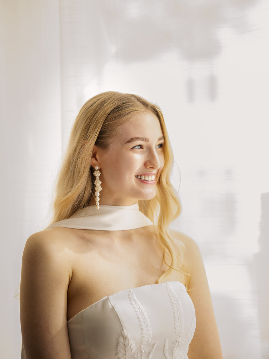 Jupiter - Braut Ohrringe mit Perlen Drop