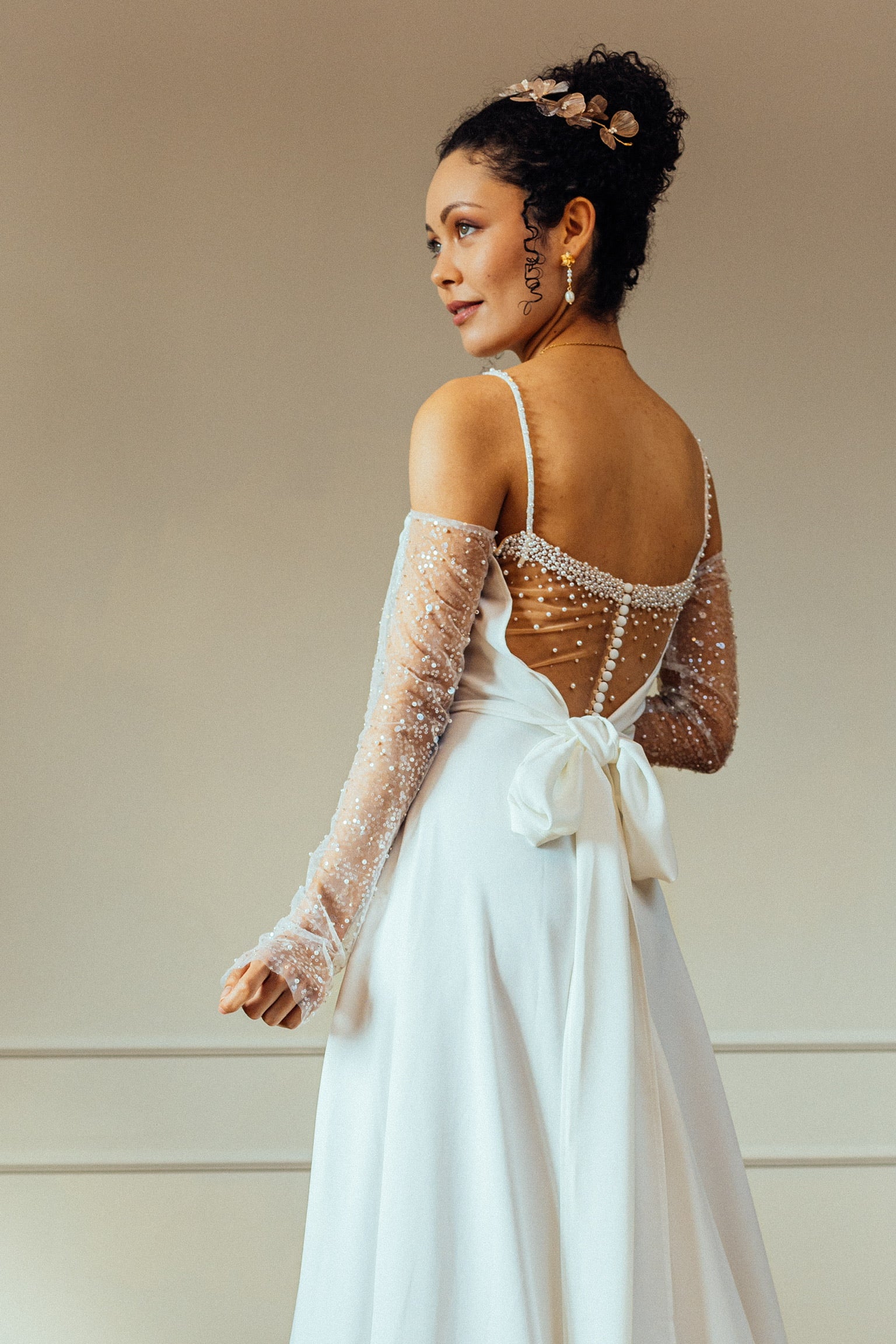 Braut Handschuhe Glitter