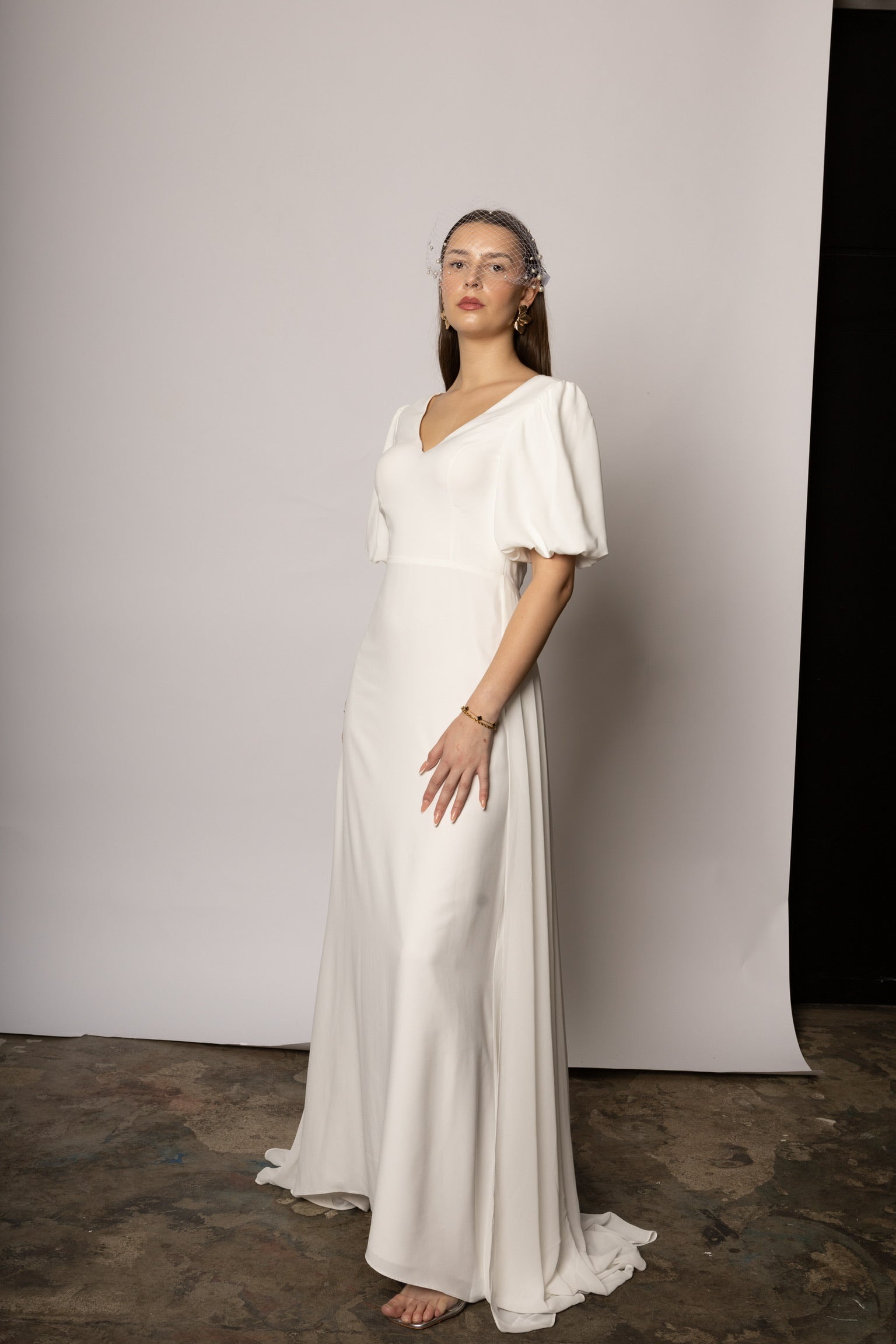 Braut Schleier - birdcage mit Perlen