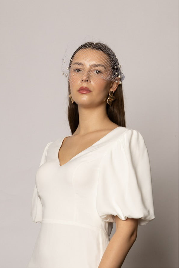 Braut Schleier - birdcage mit Perlen