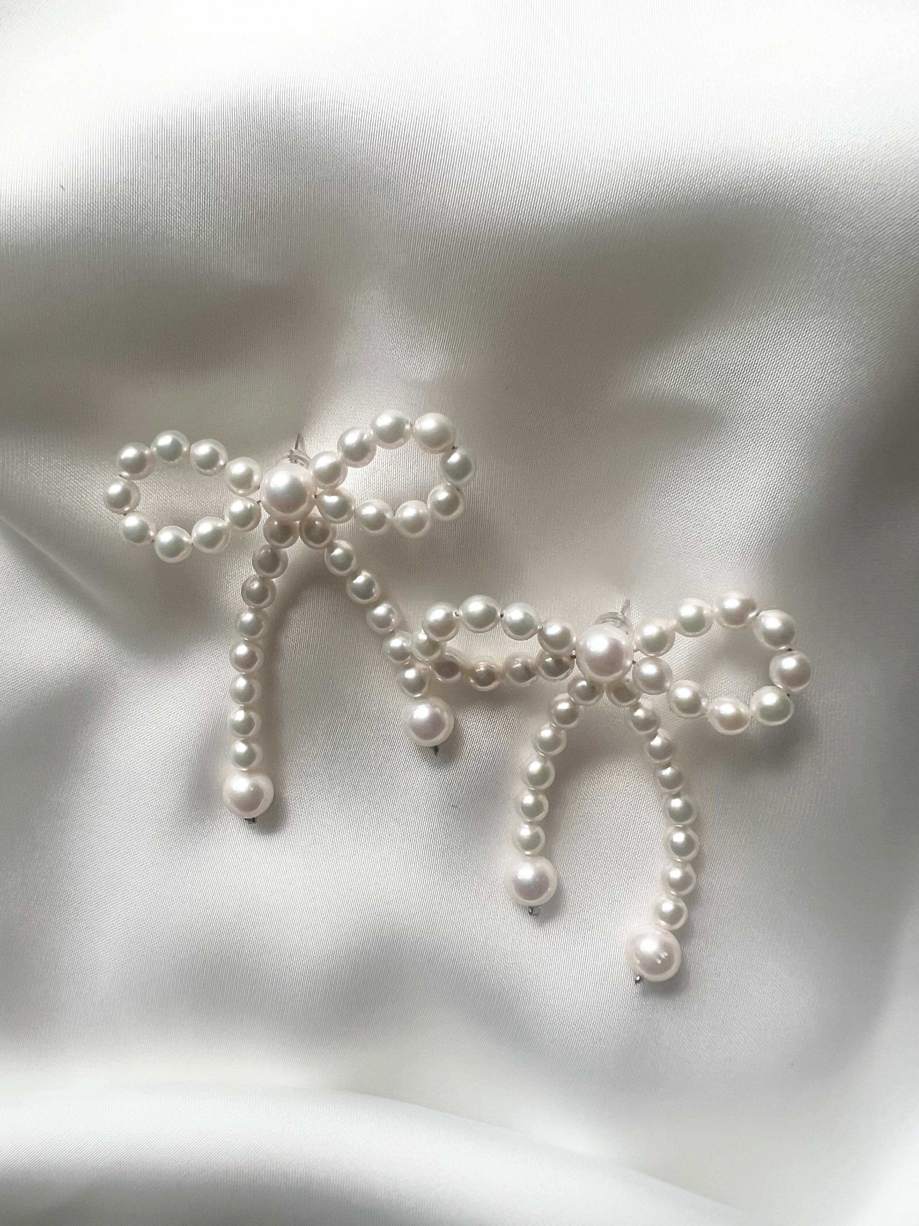 Bridal bow pearl earrings braut schleife perlen Ohrringe 