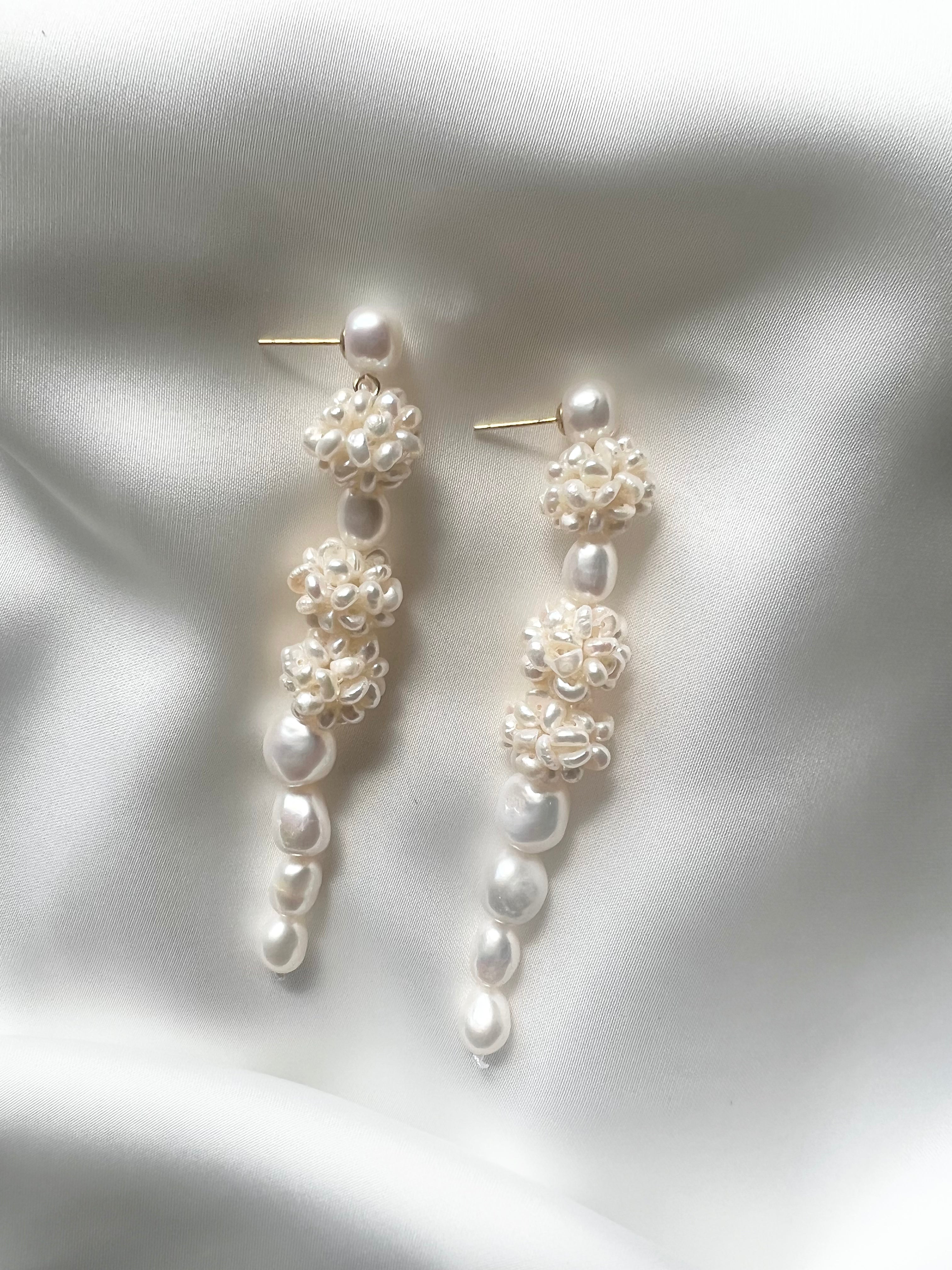 Bridal drop pearl earrings braut perlen Ohrringe 