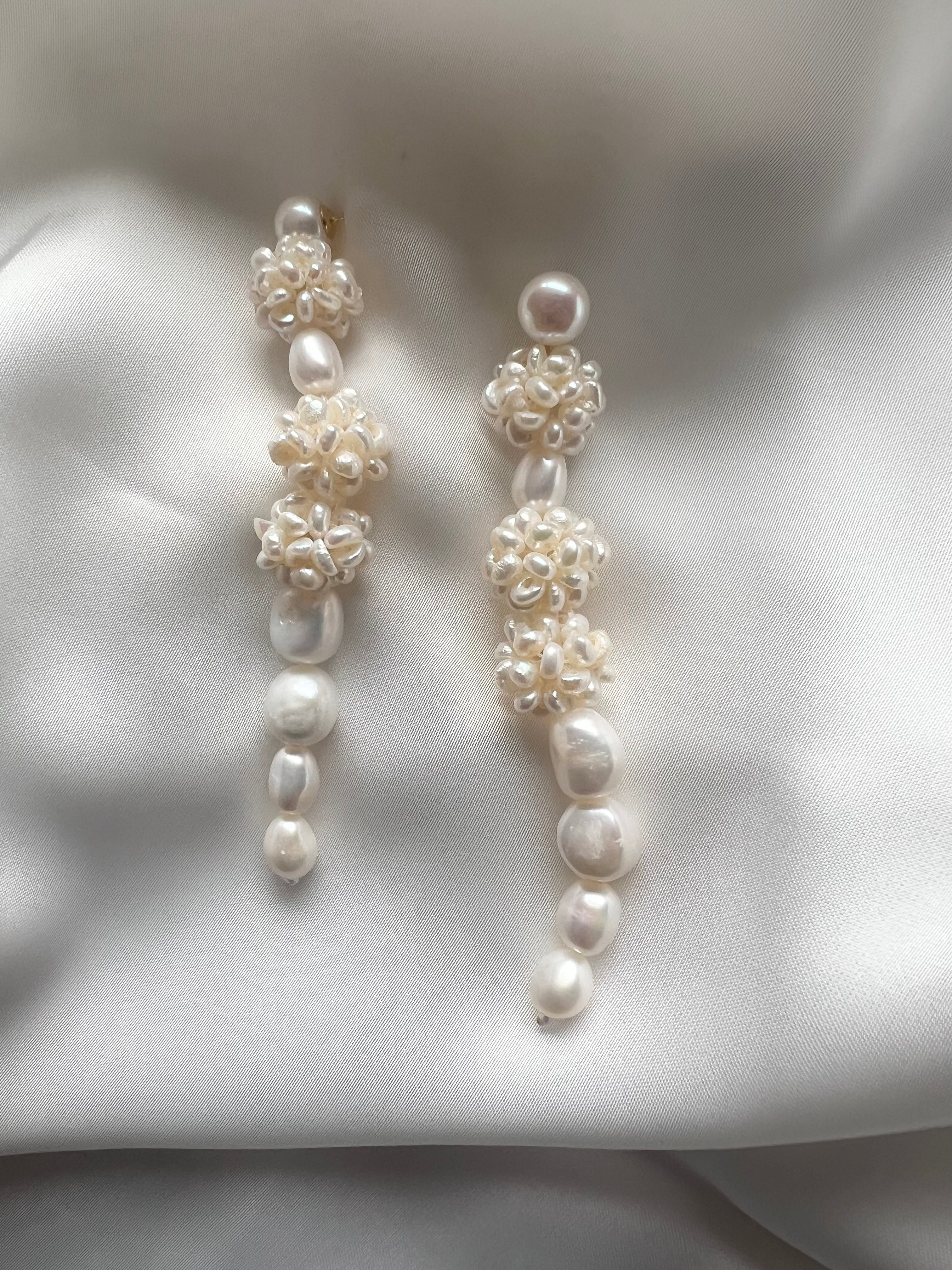 Bridal drop pearl earrings braut perlen Ohrringe 