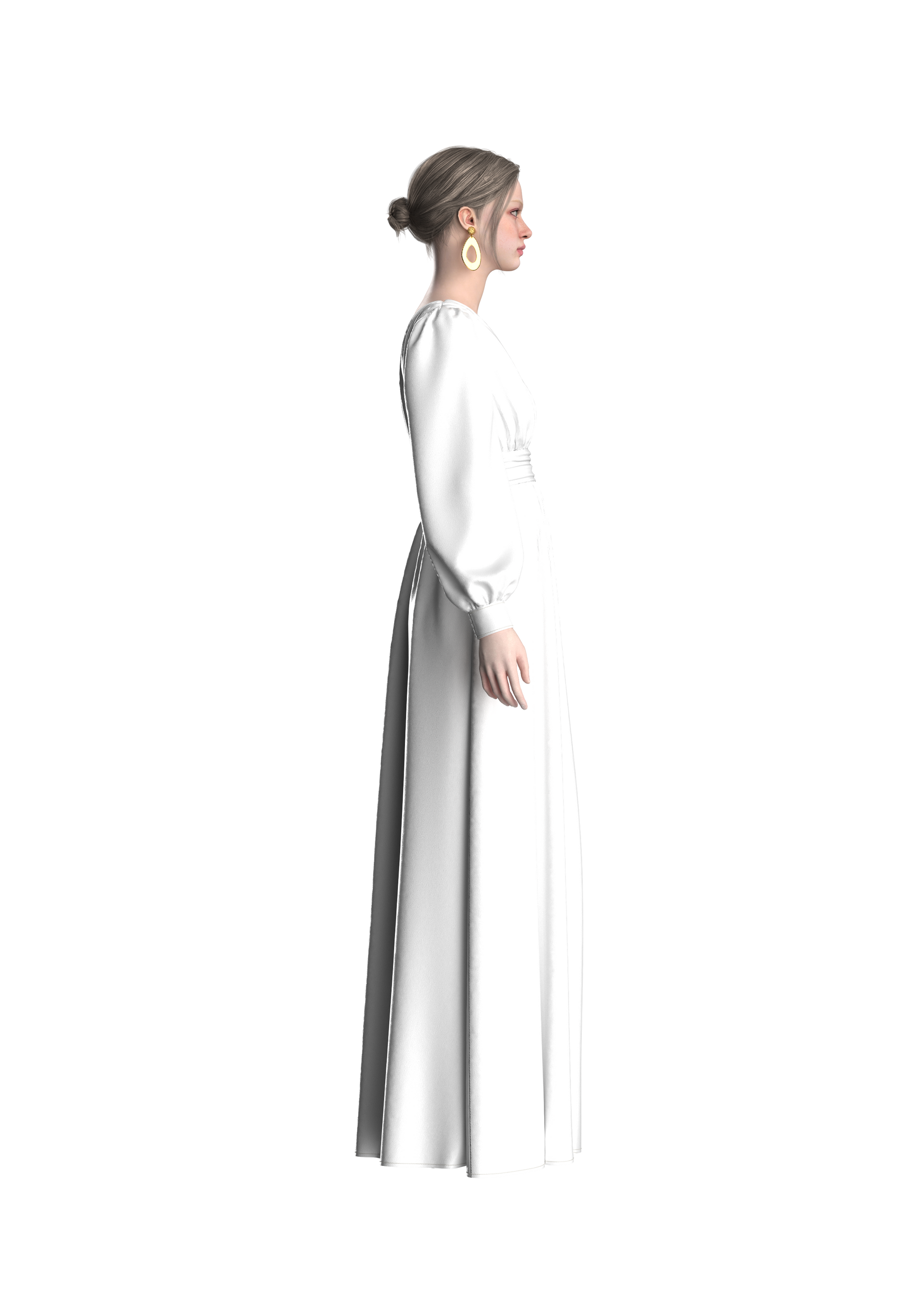 Langarm Schlichte, elegante Brautkleid aus Seide, standesamt Kleid Hamburg