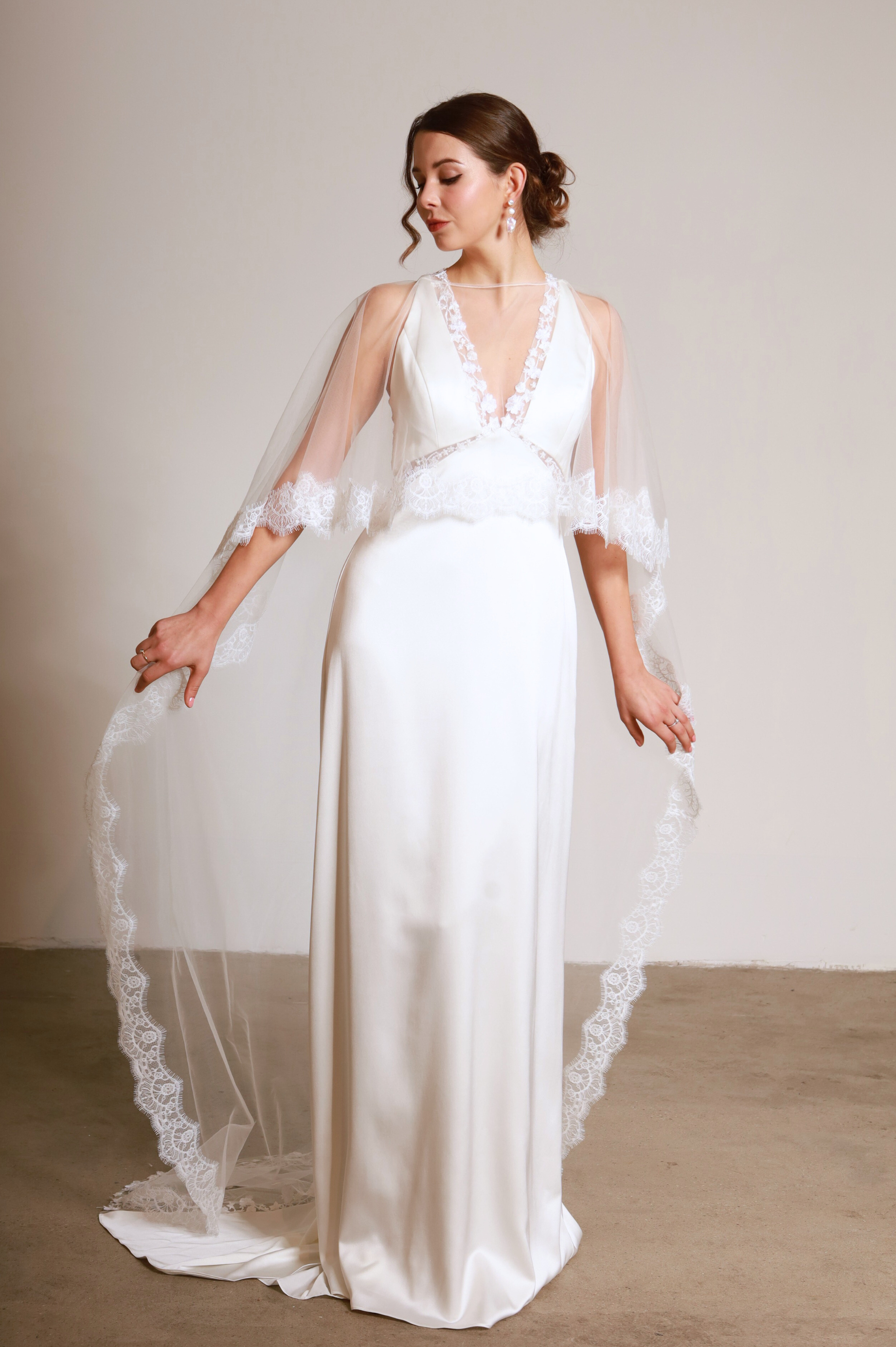 Bridal cape of Chiffon