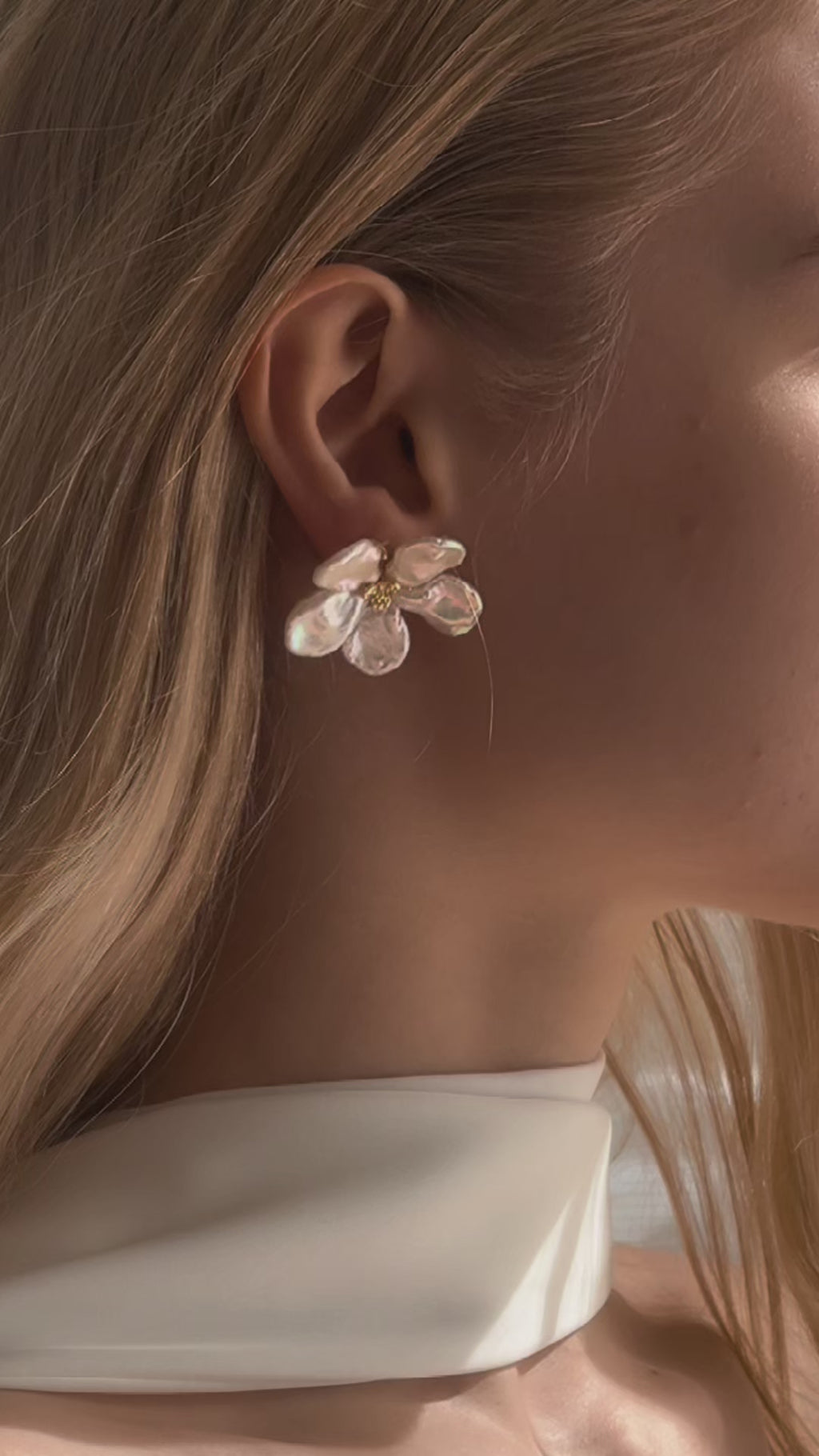 Moon - Braut Ohrringe mit Perlen Blumen