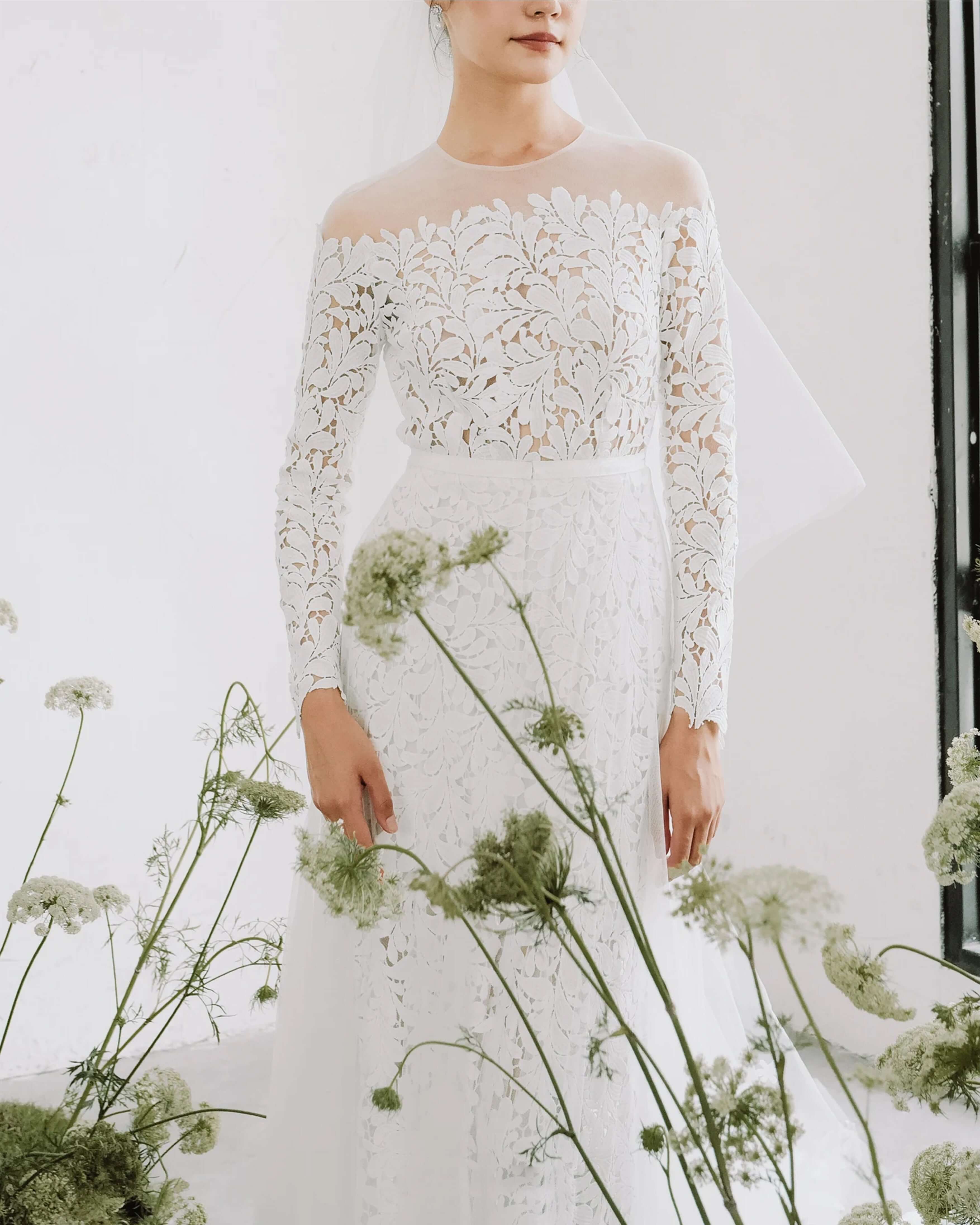 Boho Langarm Schlichte, elegante Brautkleider aus Spitze verlobungskleider Standesamt