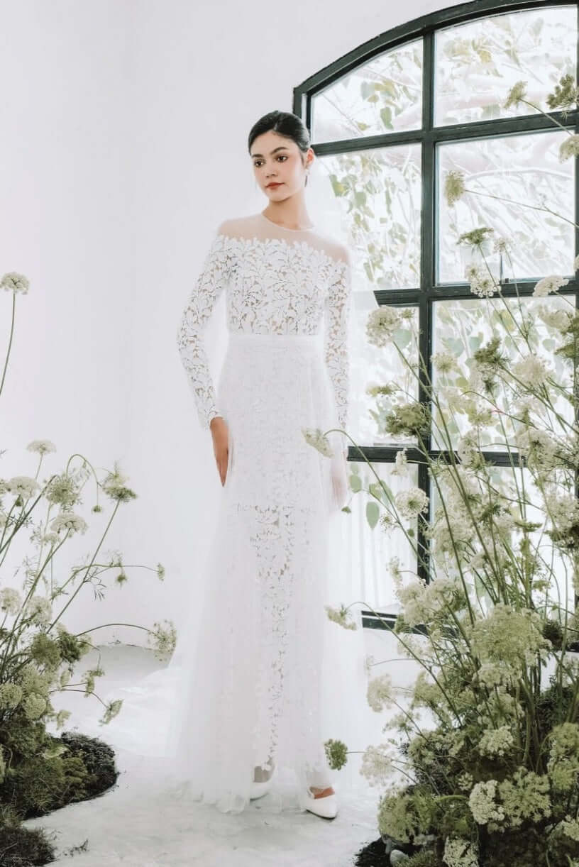 Boho Langarm Schlichte, elegante Brautkleider aus Spitze verlobungskleider Standesamt